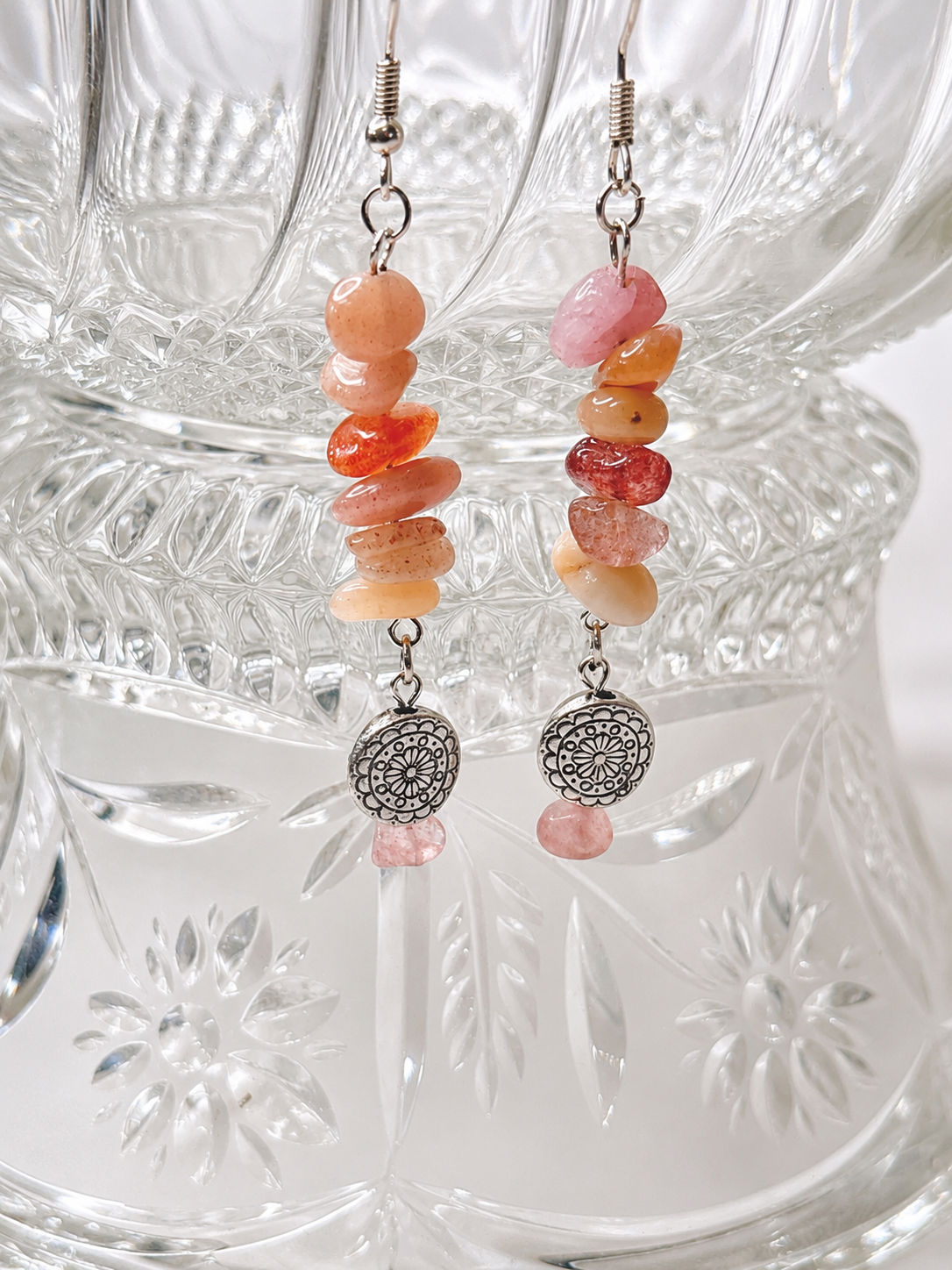 Handmade Strawberry Quartz Earrings